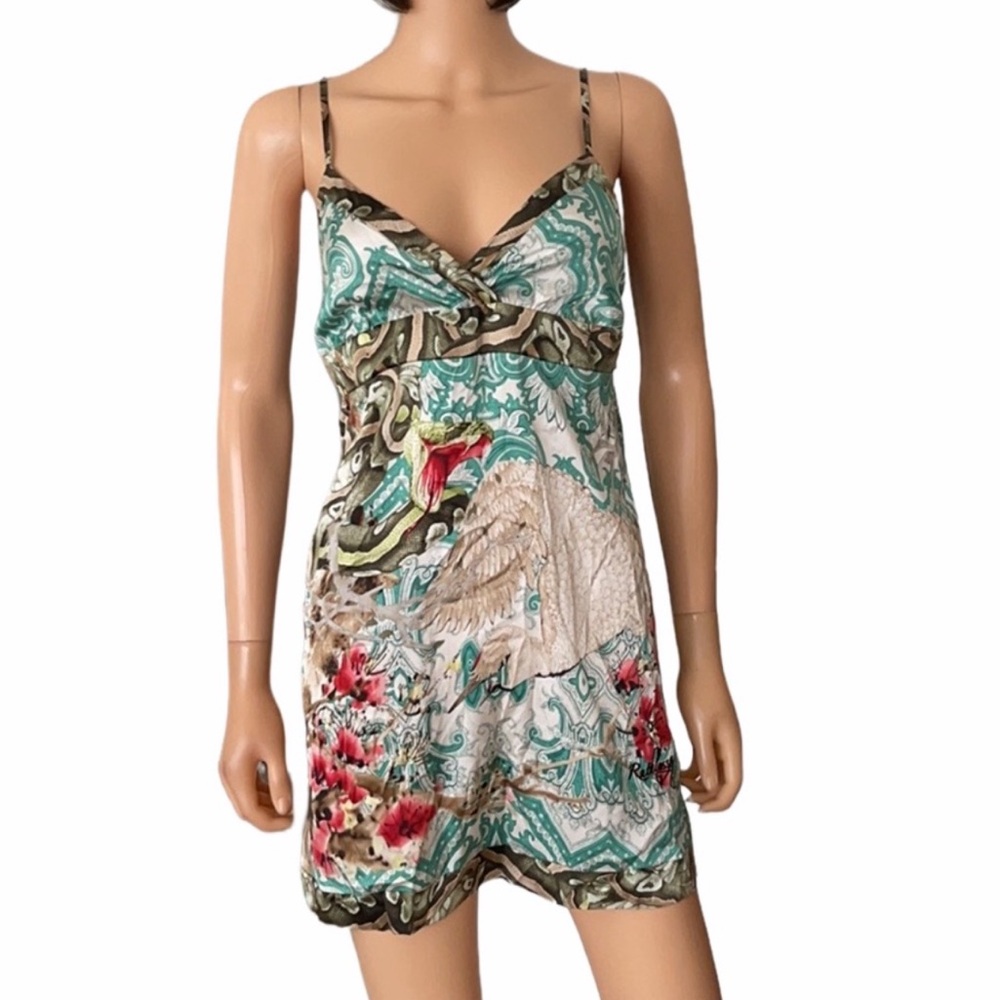 Vintage Ruthless Art Silk Floral Slip Dress Y2K